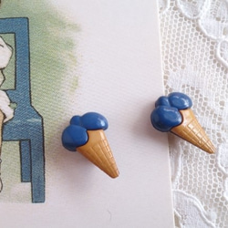 フランス　『ラ・ドログリー』のキッズボタン♪〜アイスクリーム〜ブルー2個セット 2枚目の画像