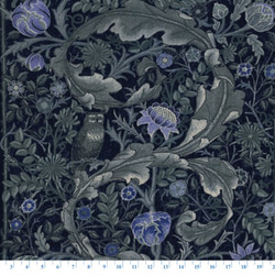 新入荷！USA！Moda モダ『MAY MORRIS 　ブルー　フクロウ』～50㎝単位でカット～ 2枚目の画像