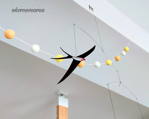 ミモザカラー。羊毛フェルトガーランド－春の誕生花2025 ガーランド