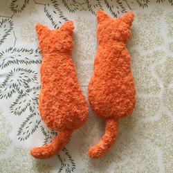 【猫型クッション】ドイリー・オレンジ/橙猫 4枚目の画像