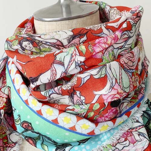 花びらみたいなヒラヒラ女人柄 ダブルガーゼショール ストール