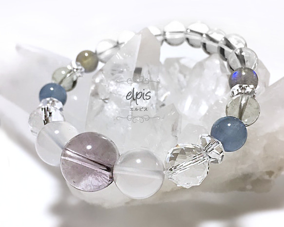 虹入りパープルフローライト＆メタモルフォーゼス＆水晶＆ブルーフロー