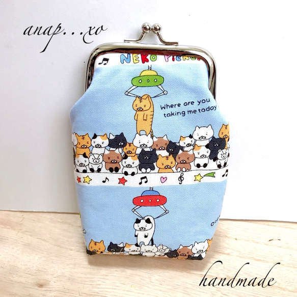 UFO ネコ キャッチャー ブルー がま口 タバコ iQOS ケース ポーチ