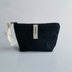 poitto16 マチ５深型 天然色素染NYLON POUCH..LogWood..ブラック 1枚目の画像