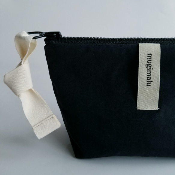 poitto16 マチ５深型 天然色素染NYLON POUCH..LogWood..ブラック 2枚目の画像