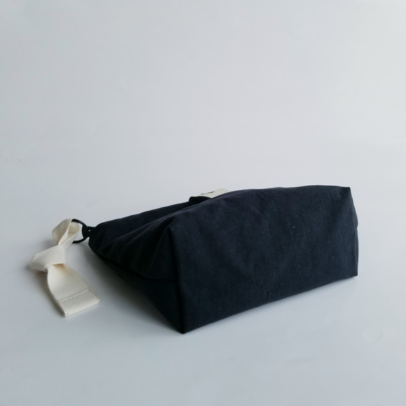 poitto16 マチ５深型 天然色素染NYLON POUCH..LogWood..ブラック 4枚目の画像