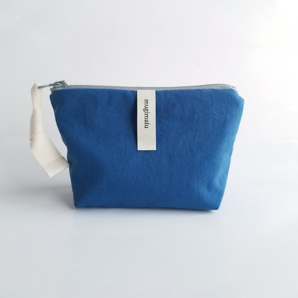 poitto16 マチ5深型 天然色素染NYLON POUCH ..アイ.. 1枚目の画像