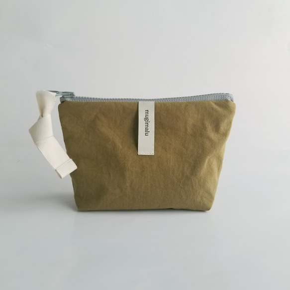 poitto16 マチ5深型 天然色素染NYLON POUCH ..Olive.. 1枚目の画像