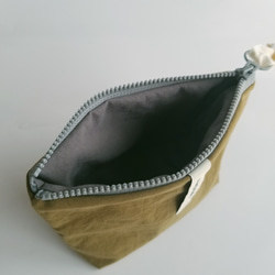 poitto16 マチ5深型 天然色素染NYLON POUCH ..Olive.. 7枚目の画像