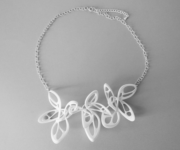 Dancing Butterfly Necklace White 第1張的照片