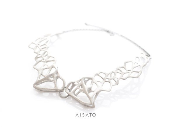 Voronoi Collar Necklace Matsilver　ボロノイカーラーネックレス　マットシルバー 2枚目の画像