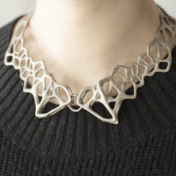 Voronoi Collar Necklace Matsilver　ボロノイカーラーネックレス　マットシルバー 3枚目の画像