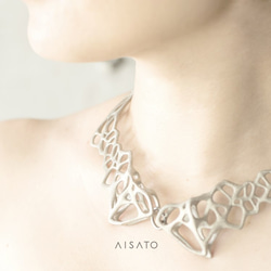 Voronoi Collar Necklace Matsilver　ボロノイカーラーネックレス　マットシルバー 4枚目の画像