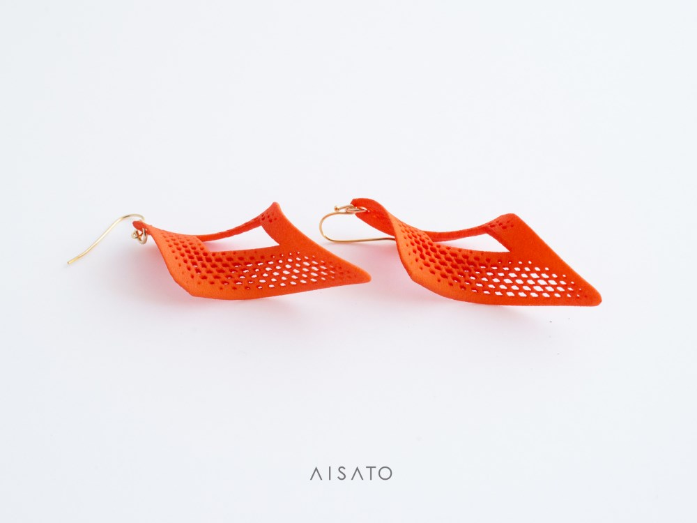 Open Square Earrings Orange オープンスクエア　ピアス　オレンジ