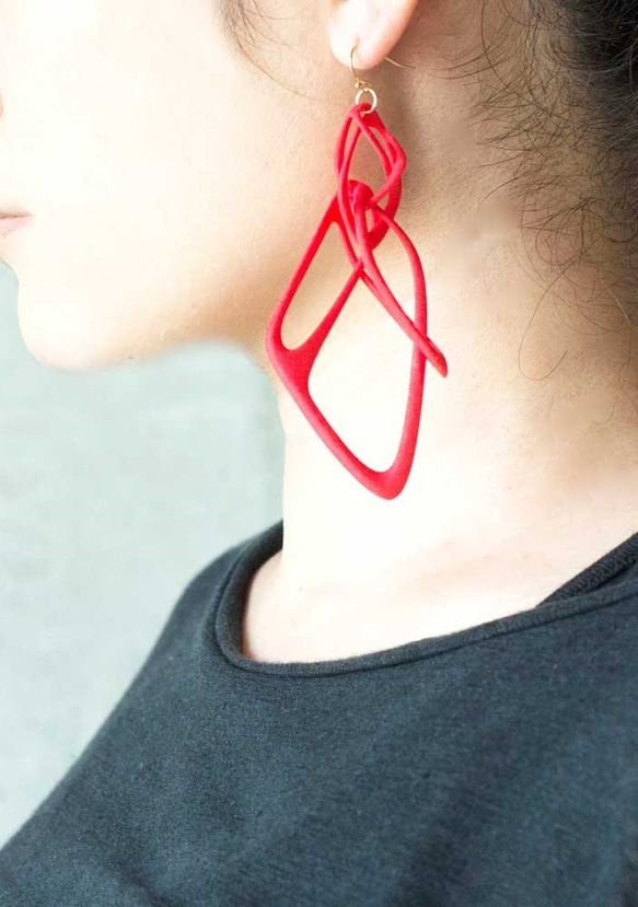 Tane big Earrings Orangered 第3張的照片