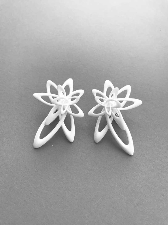 Lattice Earrings White 第1張的照片