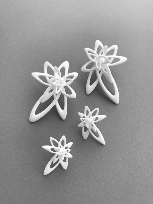 Lattice Earrings White mini 第4張的照片