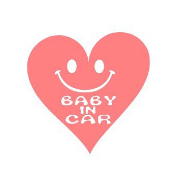 ハート BABY IN CAR ステッカー カッティングシート 1枚目の画像