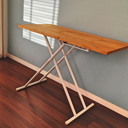 折りたたみテーブル　リフティングテーブル　高さ調整付き ワンタッチ　無垢 3枚目の画像