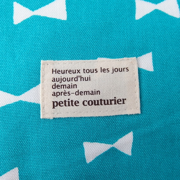 ランチョンマット　リボンブルー　シンプルpetiteタグ　　lm-195 4枚目の画像