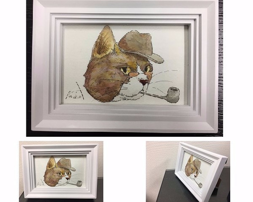 原画 猫 ねこ ※額装済み 魅惑のねこパンチ 原画 / The Fascinating Cat Punch Original Artwork