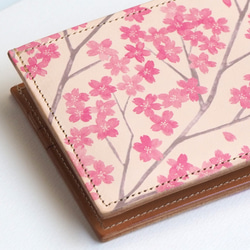 二つ折り財布（サクラ） 牛革 メンズ レディース 桜 4枚目の画像