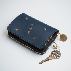 キーウォレット [ ミニ財布 + キーケース ]（ORION ナイトブルー）牛革 コンパクト 星 2枚目の画像