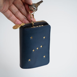 キーウォレット [ ミニ財布 + キーケース ]（ORION ナイトブルー）牛革 コンパクト 星 3枚目の画像