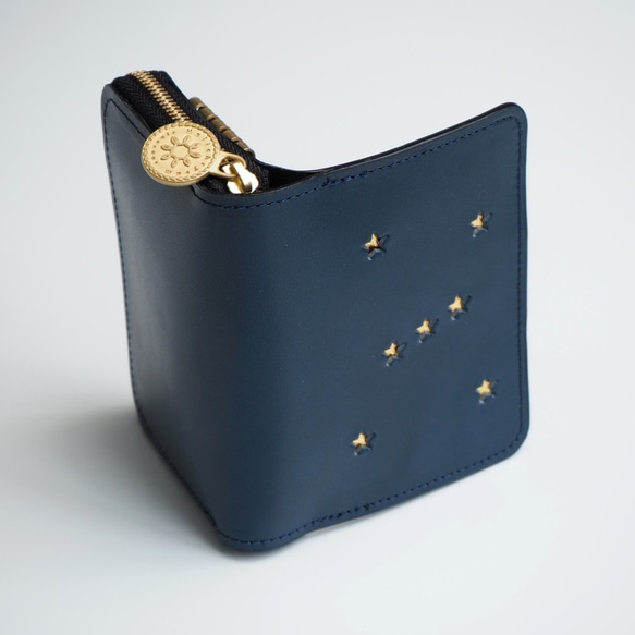 キーウォレット [ ミニ財布 + キーケース ]（ORION ナイトブルー）牛革 コンパクト 星 5枚目の画像