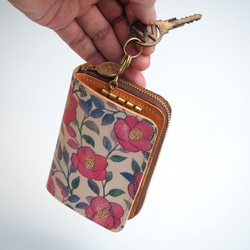鑰匙錢包【迷你錢包+鑰匙包】（山茶花）牛皮緊湊女式 第3張的照片