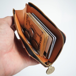 L字ファスナー フラグメントケース（オイルレザー ビスケットベベージュ）パス カード ミニ財布 7枚目の画像
