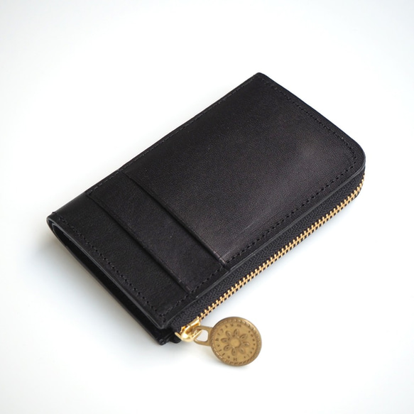 L字ファスナー フラグメントケース（ORIONブラック）パス カード ミニ財布 5枚目の画像