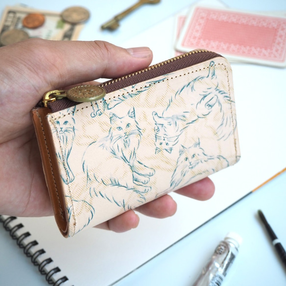 L 拉鍊碎片包（挪威森林貓）通行卡迷你錢包 第3張的照片
