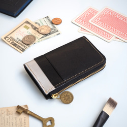 L字ファスナー フラグメントケース（ペイント シルバー）パス カード ミニ財布 2枚目の画像