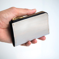 L字ファスナー フラグメントケース（ペイント シルバー）パス カード ミニ財布 3枚目の画像