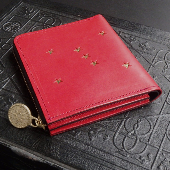 大號錢包L形拉鍊折疊錢包（ORION紅寶石）全皮牛皮ILL-1160 第3張的照片