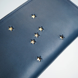 Ｌ字ファスナー長財布（ ORION ナイトブルー）オールレザー 革  レディース メンズ 星 4枚目の画像