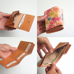 三つ折り ミニ財布（ビビット レースフラワー）牛革 小さい コンパクト レディース ILL-1129 4枚目の画像