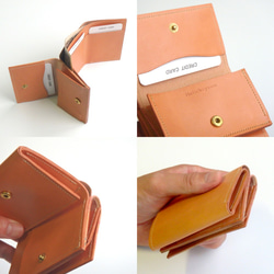 三つ折り ミニ財布（ビビット レースフラワー）牛革 小さい コンパクト レディース ILL-1129 5枚目の画像