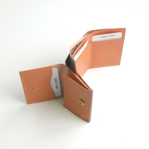 三つ折り ミニ財布（ダリア ドット）牛革 小さい コンパクト レディースILL-1129 7枚目の画像