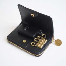 キーウォレット [ 小さい財布 + キーケース ]（オイルレザー ブラック）コンパクト レディース メンズ 5枚目の画像