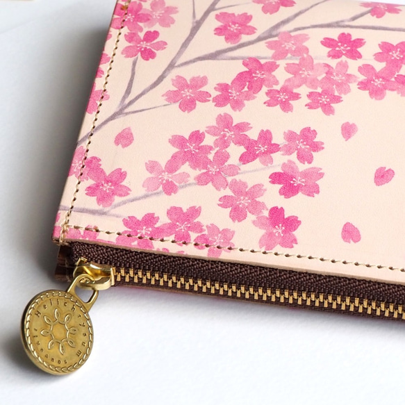 Ｌ字ファスナー 財布（サクラ） 本革 小さい コンパクト 桜 3枚目の画像