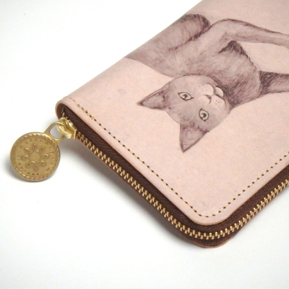 ラウンド ファスナー コンパクト 財布（ロシアンブルー）牛革 猫 レディース 小さい ILL-1145 3枚目の画像