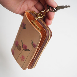 鑰匙錢包【小錢包+鑰匙包】 （Gonfrena）牛皮緊湊型花卉圖案 第3張的照片