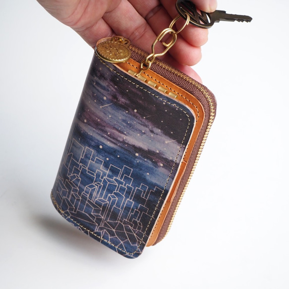 鑰匙錢包【小錢包+鑰匙包】（星夜）牛皮緊湊型ILL-1147 第2張的照片