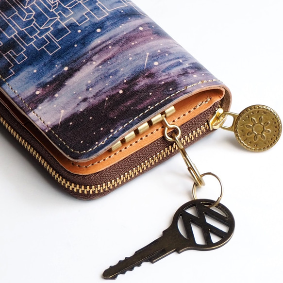 鑰匙錢包【小錢包+鑰匙包】（星夜）牛皮緊湊型ILL-1147 第3張的照片