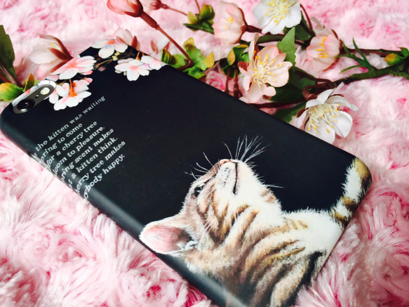 「春・桜・猫」 iPhone6/6s 側表面印刷スマホケース 2枚目の画像