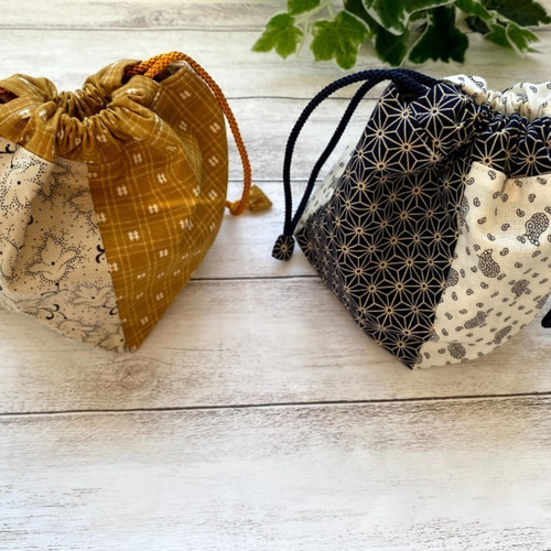2色使いがポイント☆切替巾着袋 巾着袋 ゆめ工房🌈 通販