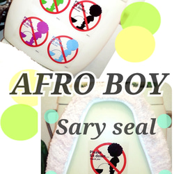 再販♪☆ あふろ小僧 ☆AFRO BOY【 座ってしてね☺ 】トイレ ステッカー シール  ...貼り直しもOK♪... 2枚目の画像