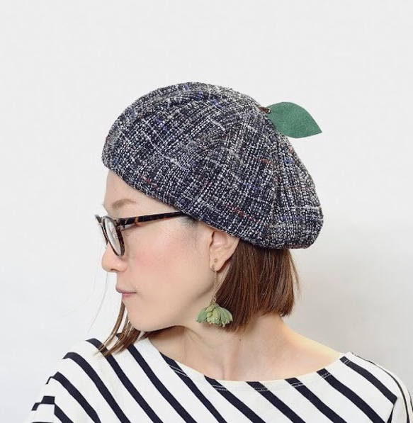 New Ringo Beret☆混合粗花呢提花<BK> 第2張的照片